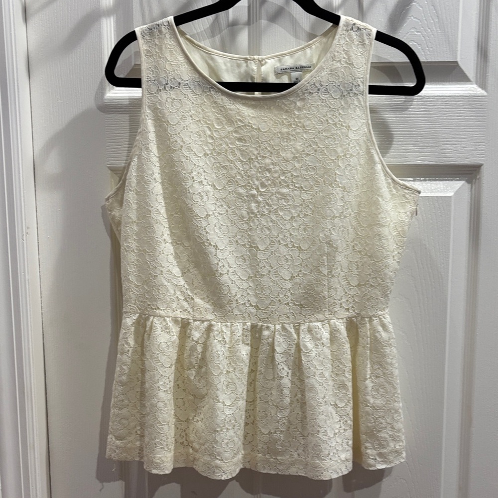Banana Republic Cream Lace Peplum Blouse